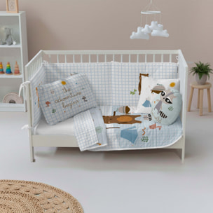 Colcha Bouti Estampada - Reversible - Infantil - 100% Algodón - Cuna - Aventura Bosque