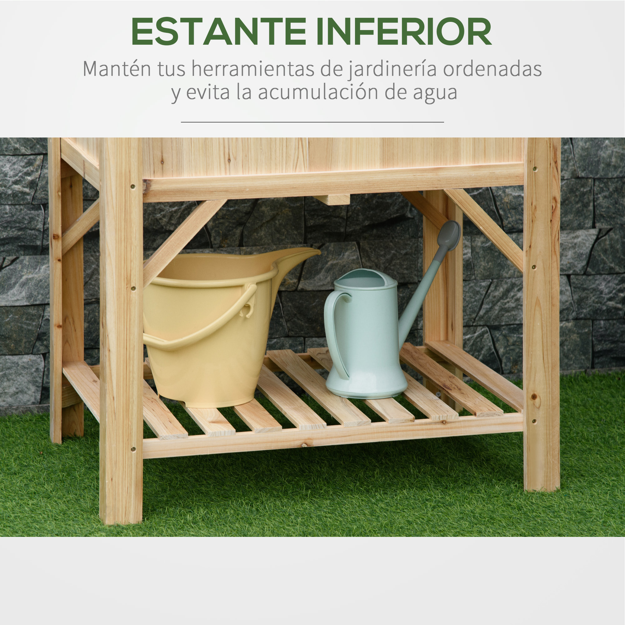 Huerto Urbano de Madera 78,5x58x81cm con 6 Compartimentos y Estante para Plantas