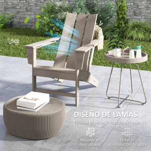 Silla Adirondack Exterior Silla de Jardín con Asiento Extra Ancho Carga 120 kg para Patio Terraza Balcón 75x83x90 cm Gris Oscuro
