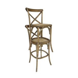Tabouret de bar bistrot vintage bois 65cm (lot de 2) BELLEVILLE
