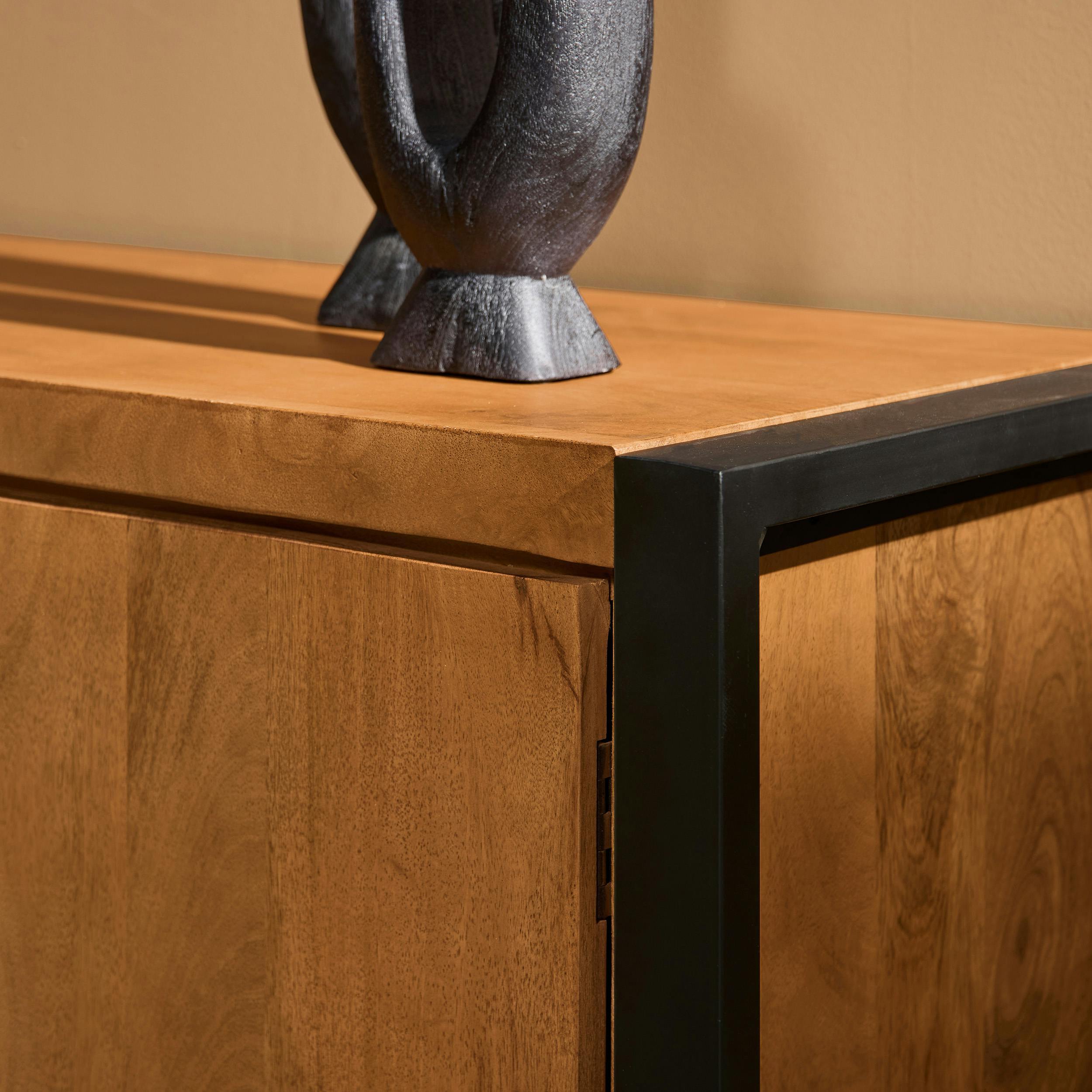 Meuble TV bois métal 2 portes 2 tiroirs MILORA