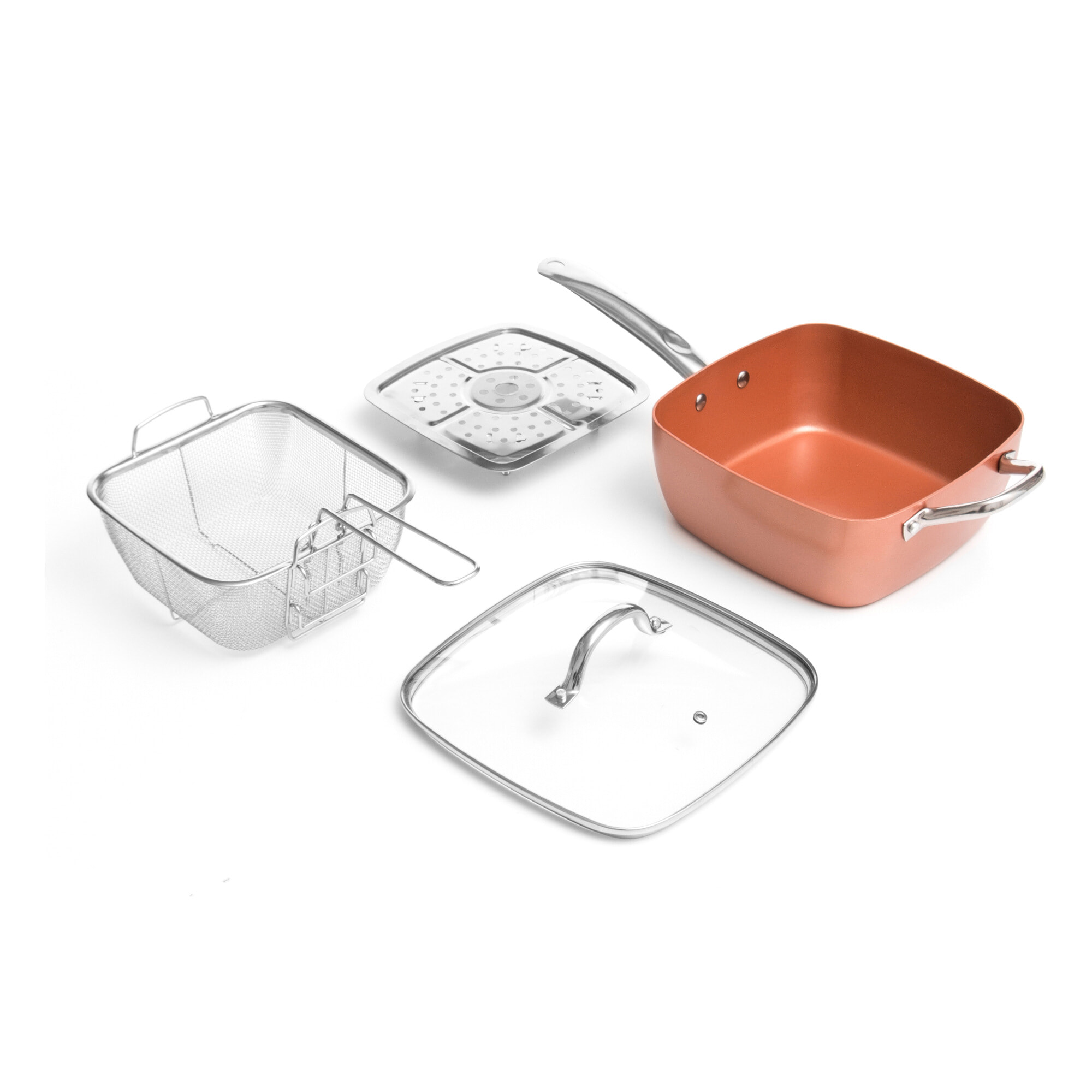 Set di 4 pezzi padella multiuso in rame 5 in 1 Copper - color rame - alluminio - 24 x 9 x 24 cm
