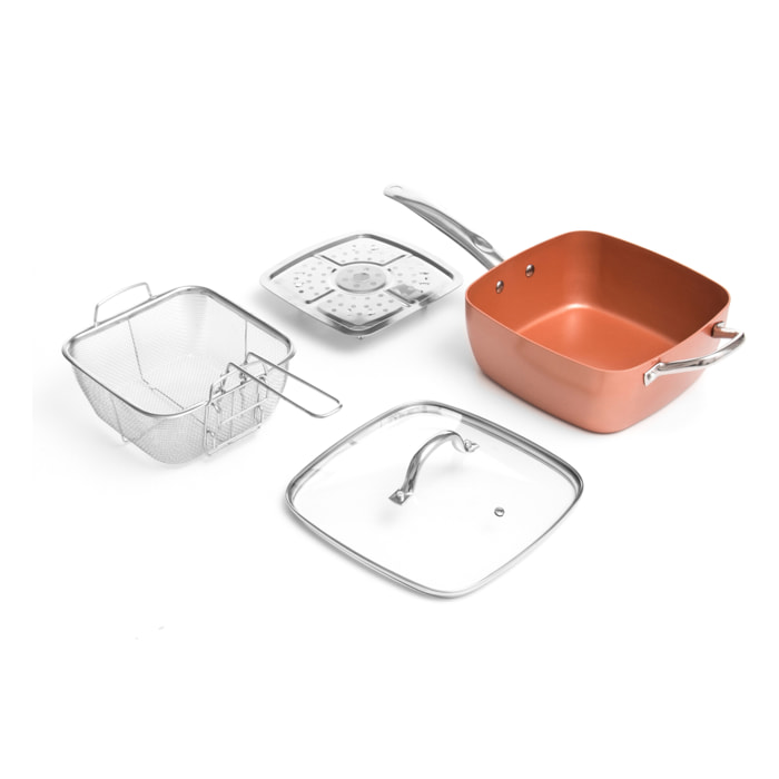 Set di 4 pezzi padella multiuso in rame 5 in 1 Copper - color rame - alluminio - 24 x 9 x 24 cm