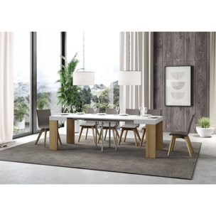 Mesa extensible 90x90/246 cm Roxell Mix tapa Fresno Blanco patas Roble Natural