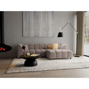 Curtis - canapé d'angle droit 4 places avec accoudoir en tissu texturé - Taupe