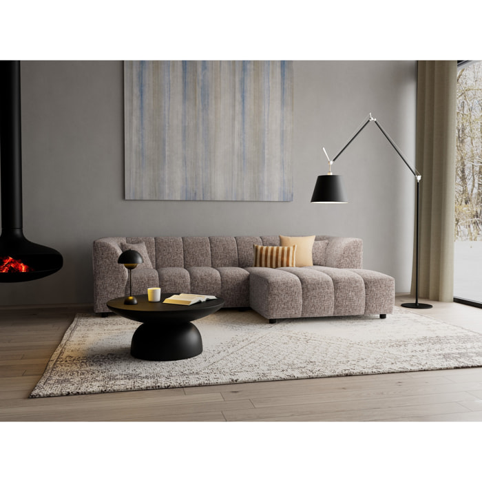 Curtis - canapé d'angle droit 4 places avec accoudoir en tissu texturé - Taupe