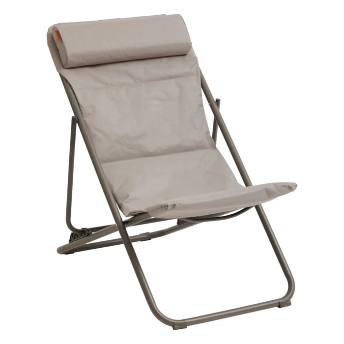 Chilienne de jardin pliante "Jubba" noisette & praline en zinc et polyester