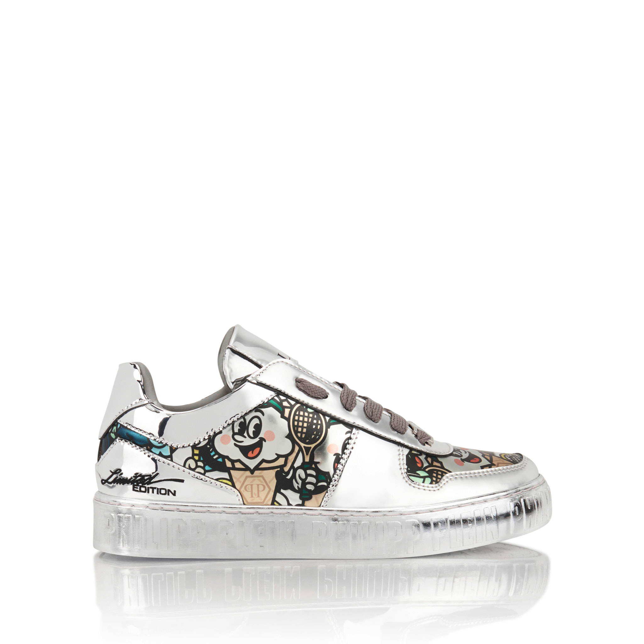 PHILIPP PLEIN Mirror Leather Sneakers 3D Ice Cream