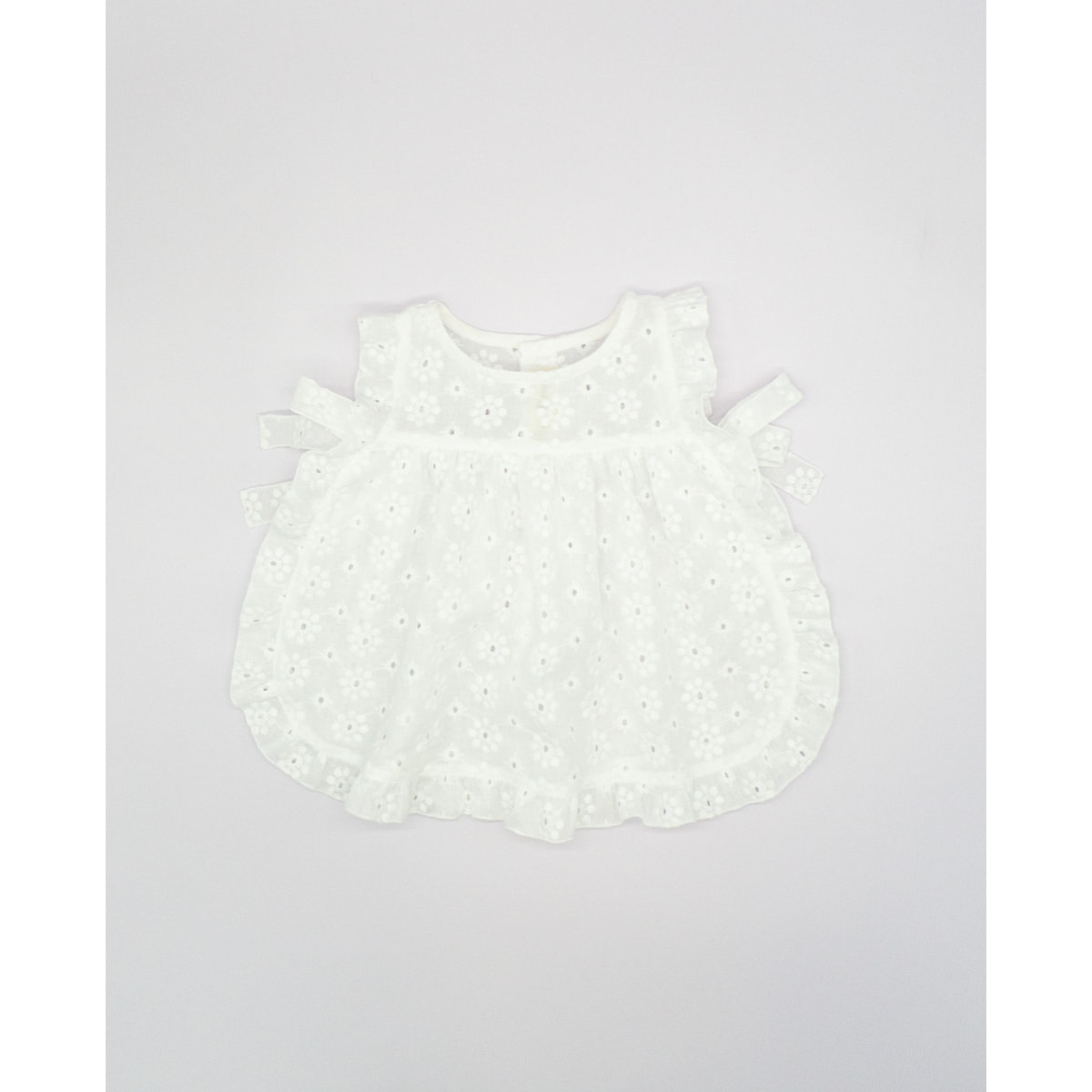 VESTIDO BAÑO BORDADO FLORES BLANCO