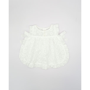 VESTIDO BAÑO BORDADO FLORES BLANCO