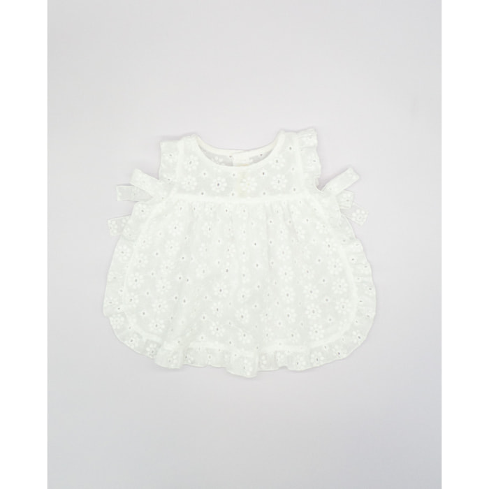 VESTIDO BAÑO BORDADO FLORES BLANCO