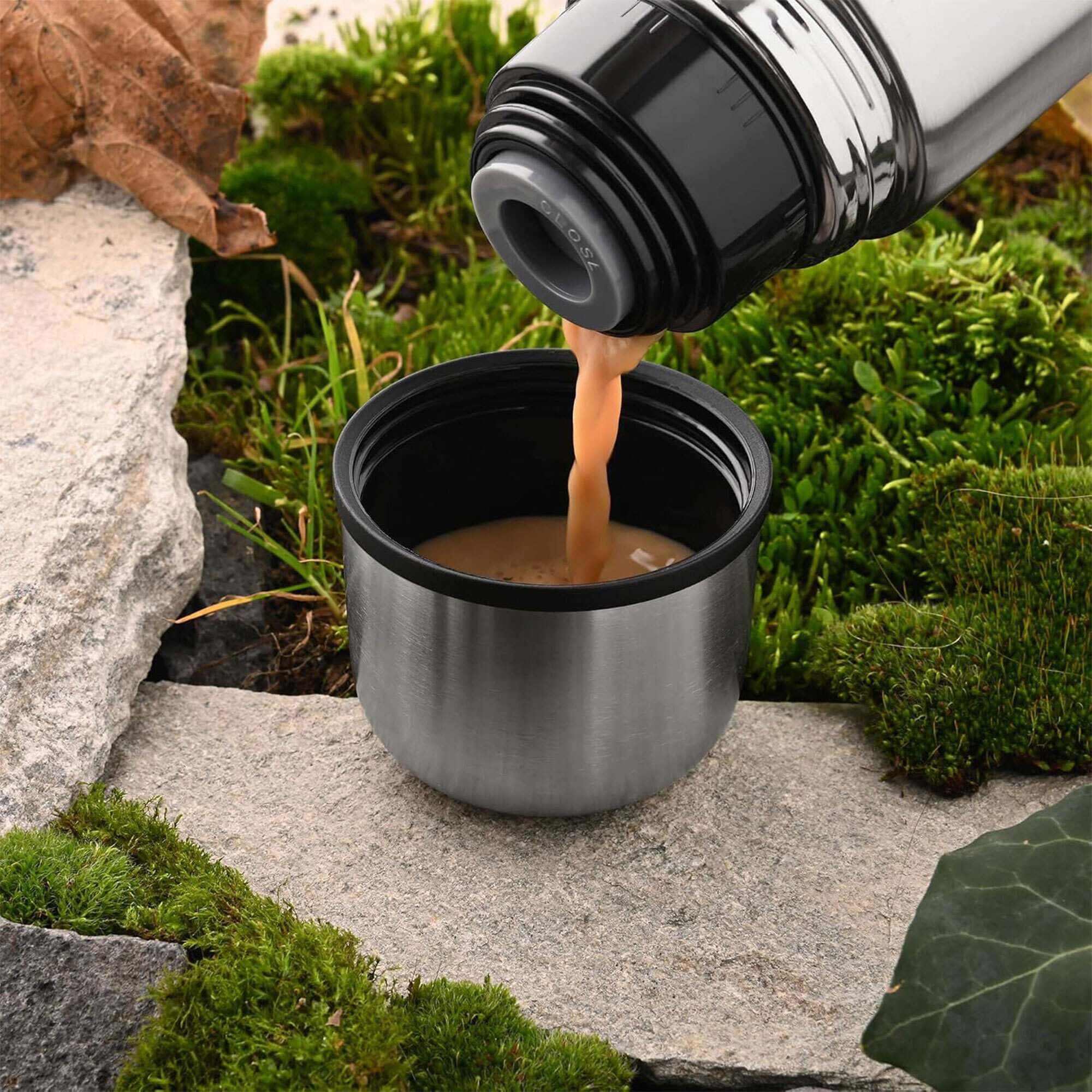 termo de acero inoxidable 1l modelo bullet - incluye 2 tazas de 180ml