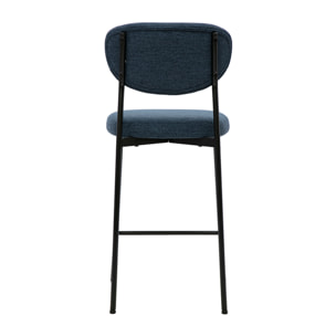 Tabourets de bar fixes en tissu effet velours texturé bleu foncé H65 cm (lot de 2) BREKA