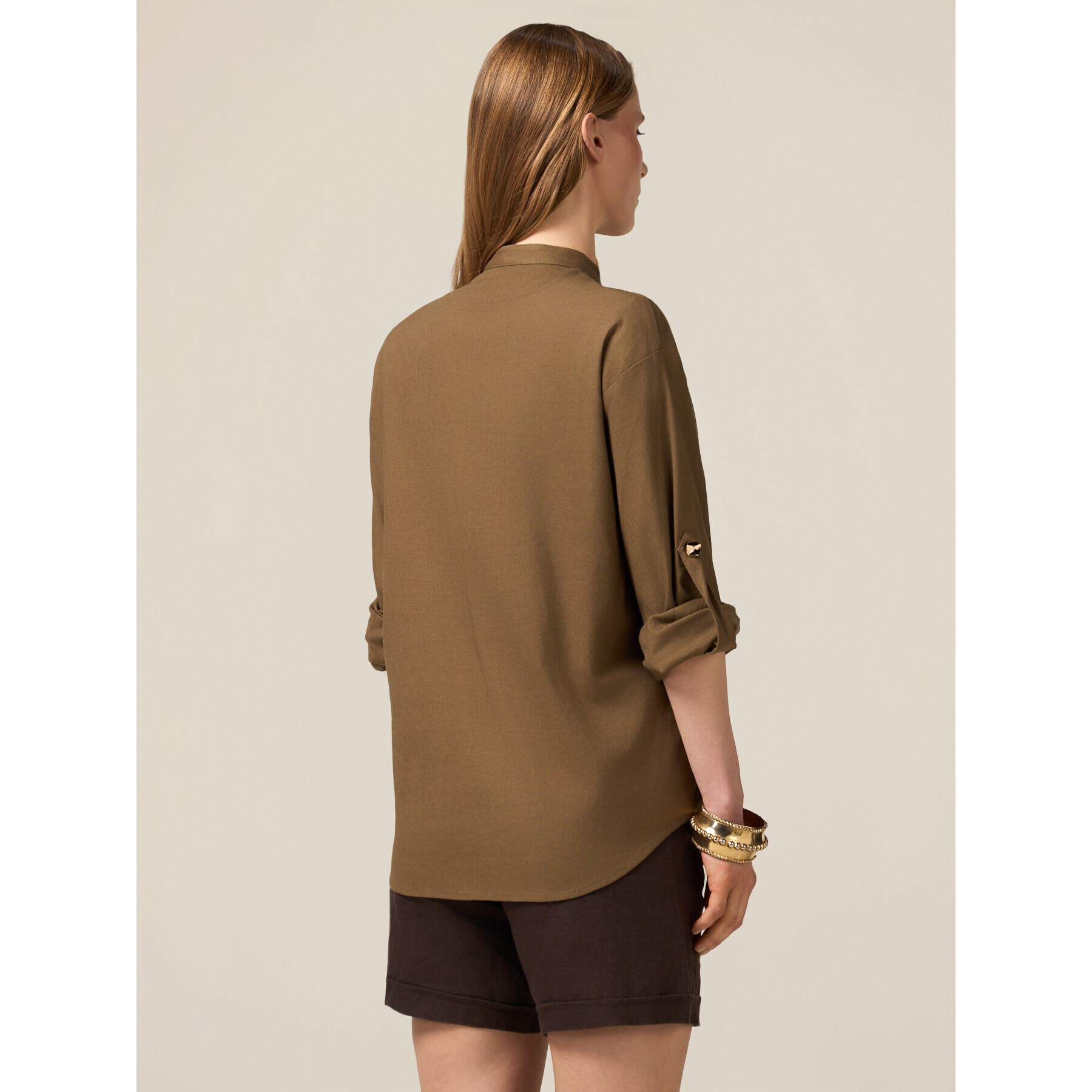 Oltre - Chaqueta camisa mezcla de lino - Verde militare