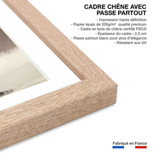 Affiche enfant panda sous la neige  Affiche + cadre en bois - Chêne