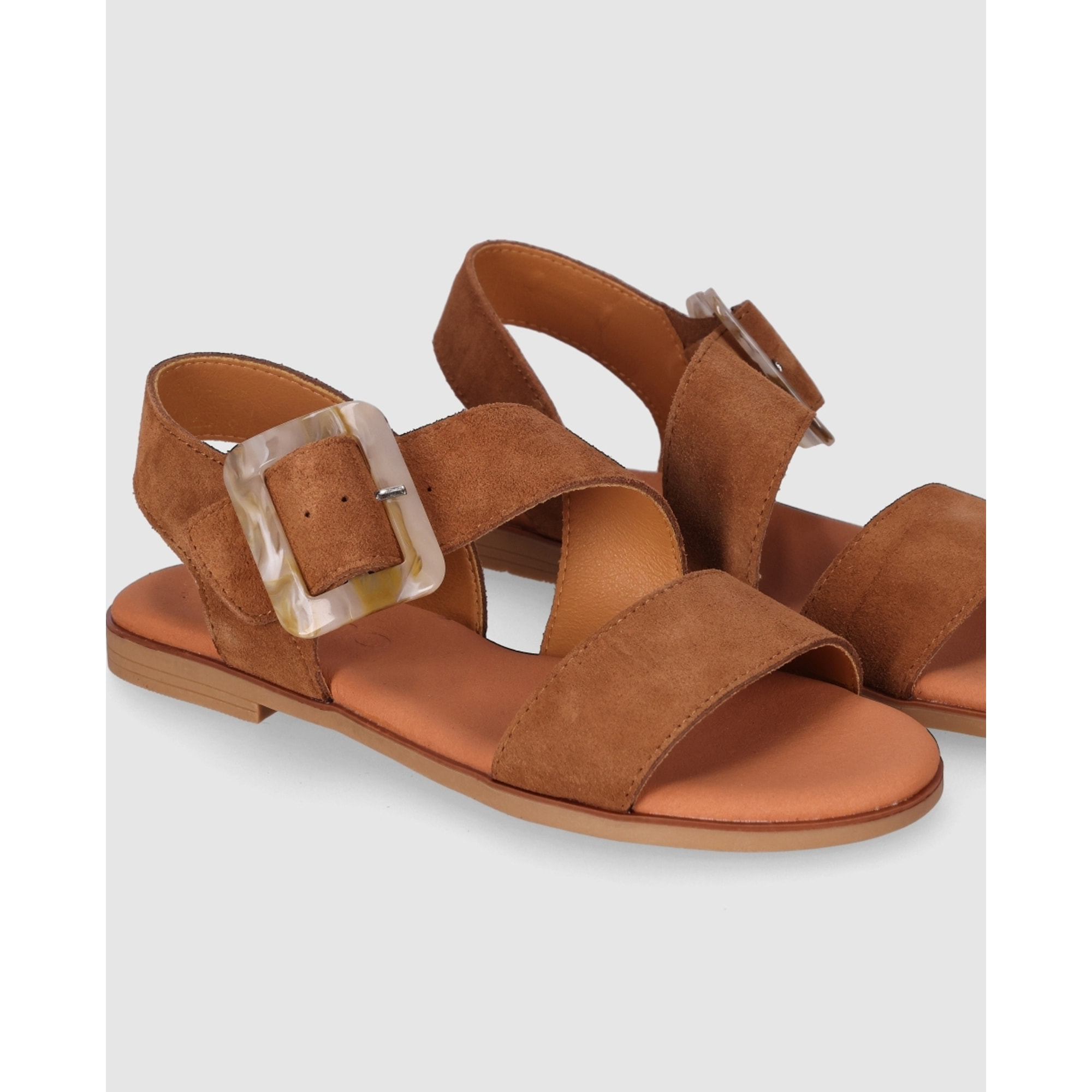 Sandalias de Serraje - Cuero - Tacón: Bajo