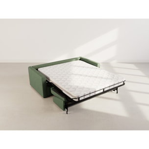 Julia - canapé lit 3 places convertible express couchage quotidien 140 cm matelas 14 cm en tissu - Vert