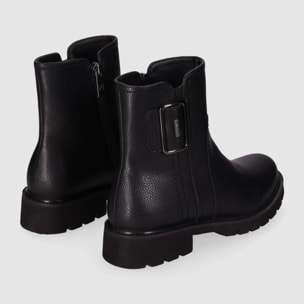 Botines de Piel - Negro - Tacón: Bajo