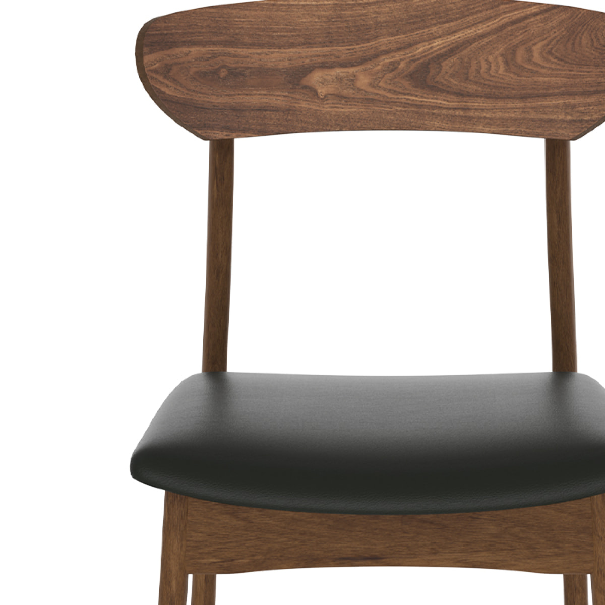 Lot de 2 chaises en cuir synthétique noir et bois foncé - Lana