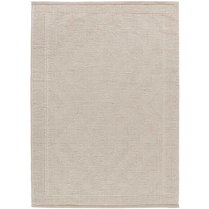 PAMUK Alfombra étnica algodón reciclado con relieve en crema, varias medidas disponibles