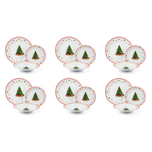 Service 18 assiettes Excelsa Christmas Eve, porcelaine, multicolore