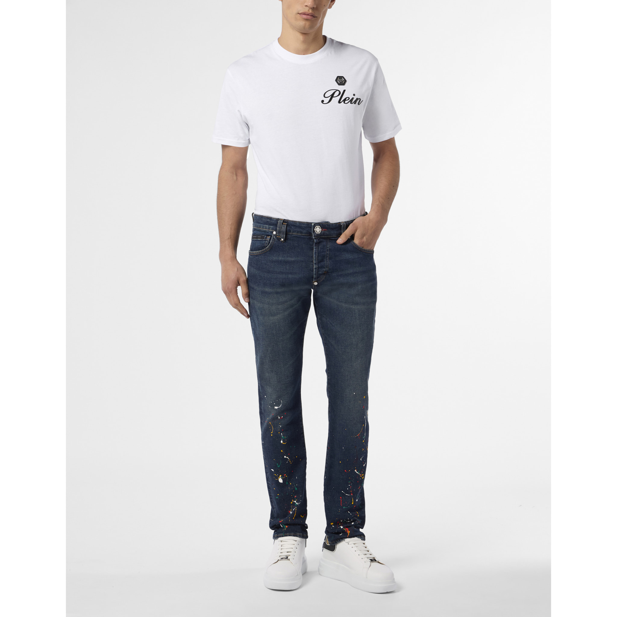 PHILIPP PLEIN Super Straight Cut Jeans Paint