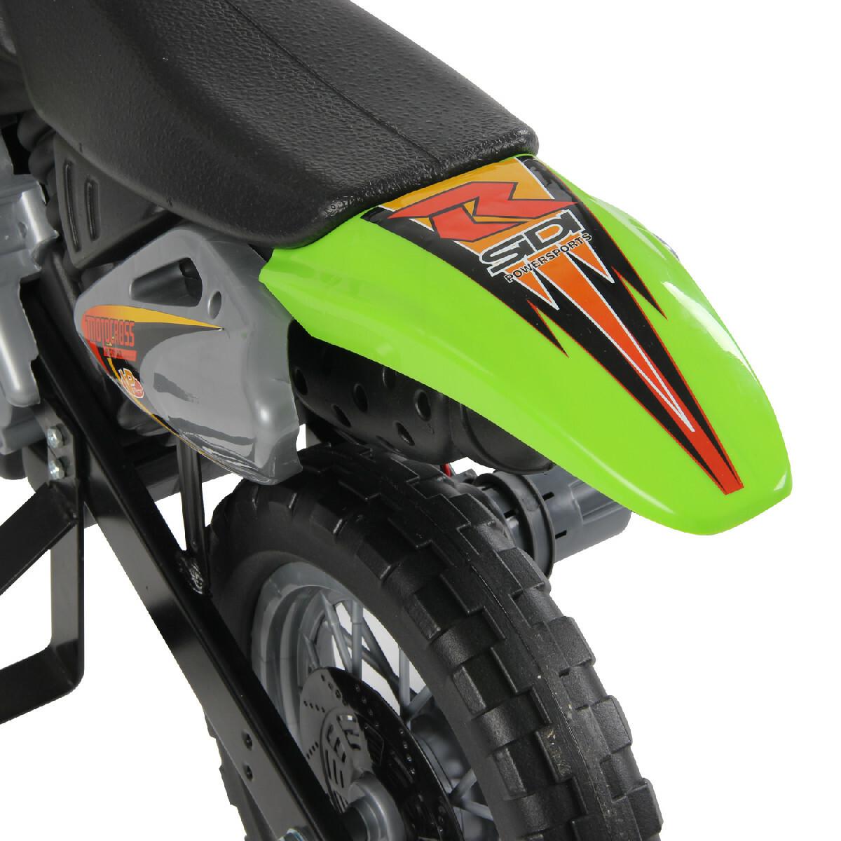 Moto Cross électrique enfant 3 à 6 ans 6 V phares klaxon musiques 102 x 53 x 66 cm vert et noir