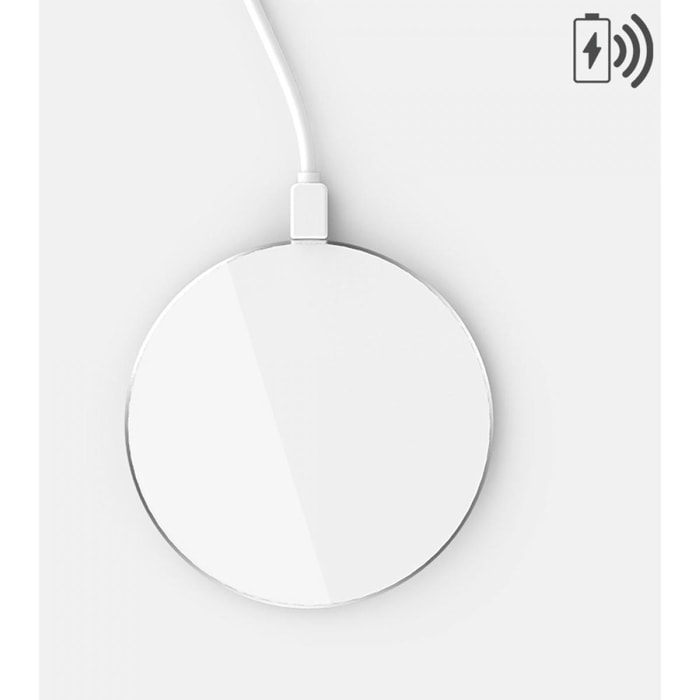 Chargeur à induction compatible avec iPhone 11 Pro à induction - Blanc avec contour argent