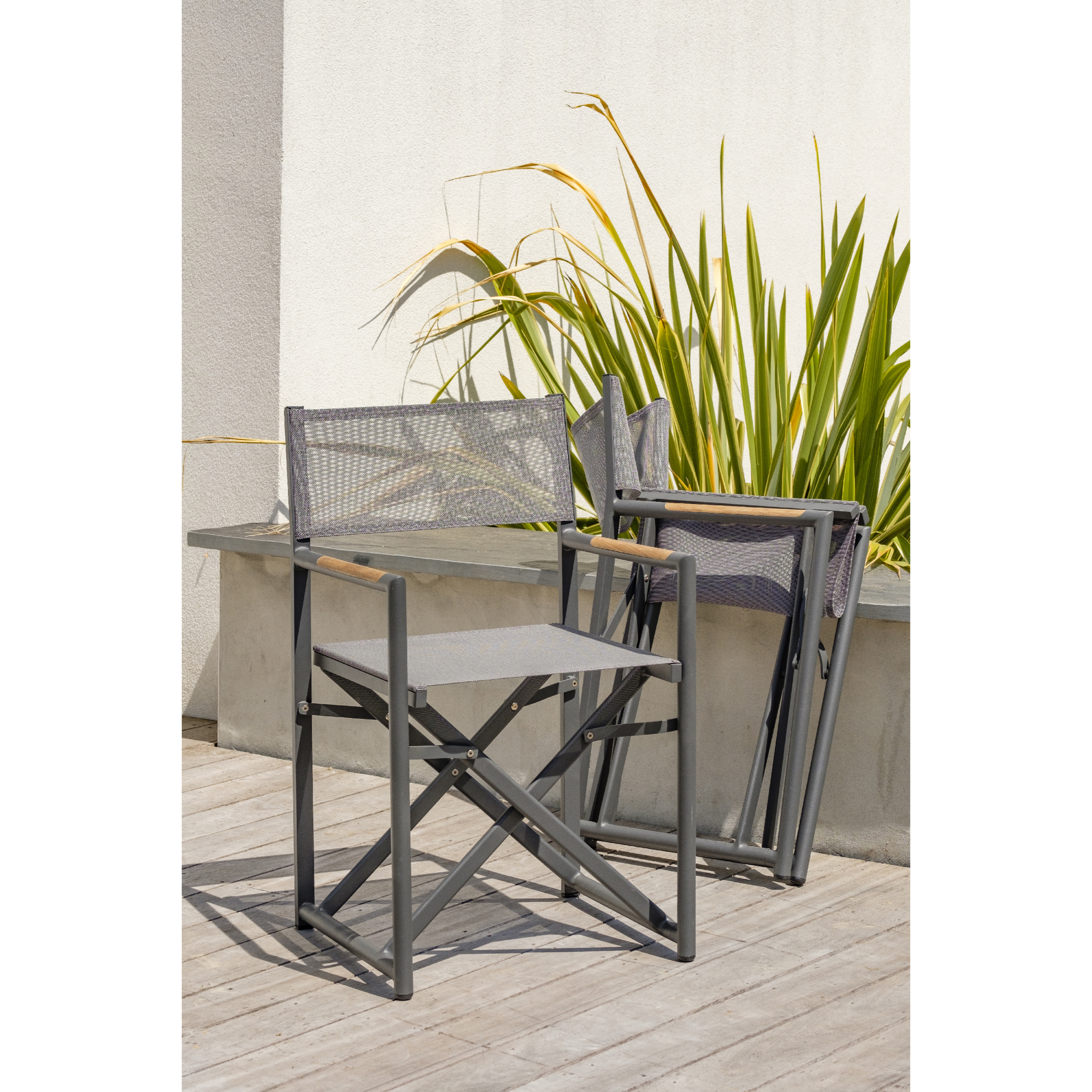 HONFLEUR - Ensemble repas de jardin 6 places en aluminium gris anthracite