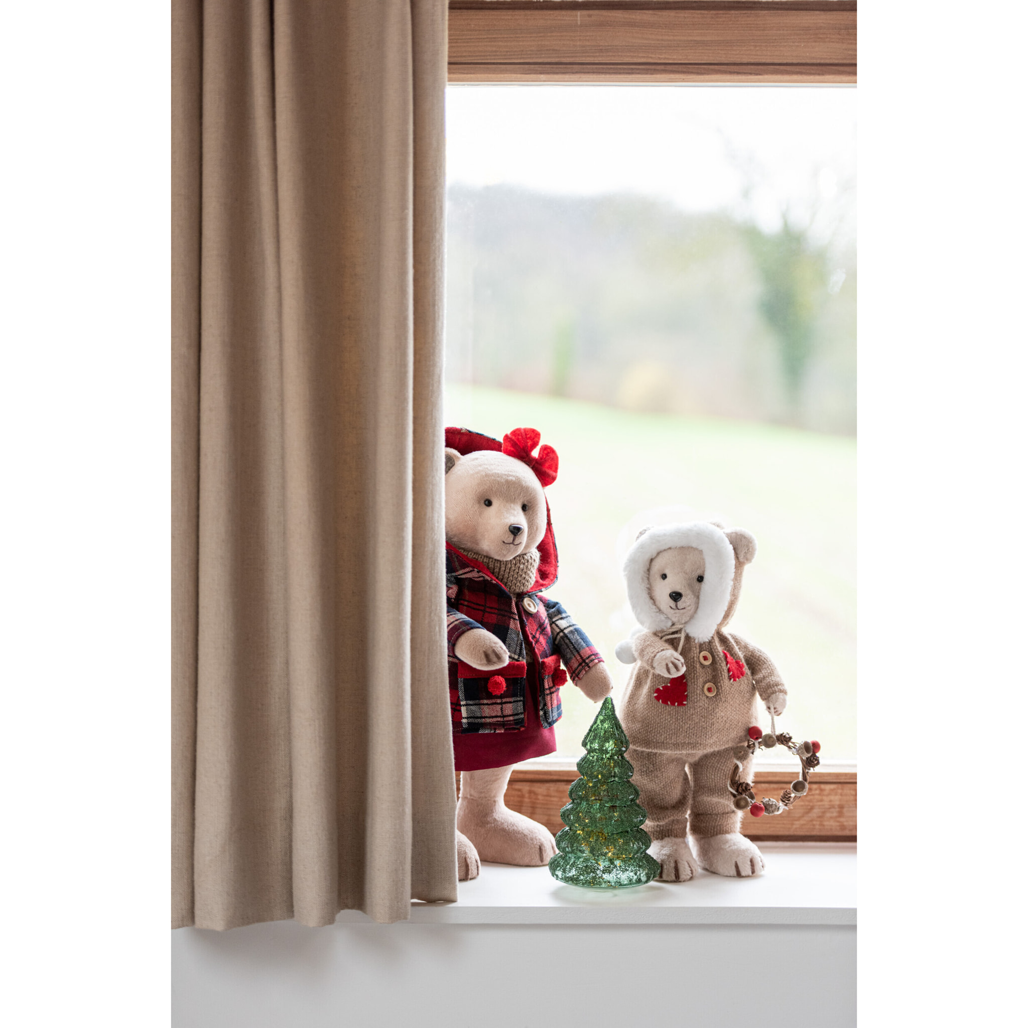 J-Line figurine Ours Debout Garçon/Fille - textile - vert/rouge - large - 2 pièces
