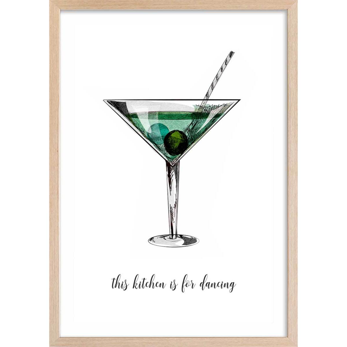 Poster is for dancing Affiche + cadre en bois - Chêne