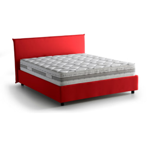 Letto matrimoniale Bernadette, Letto contenitore con rivestimento in tessuto, 100% Made in Italy, Apertura frontale, con materasso Cm 140x200 incluso, Rosso