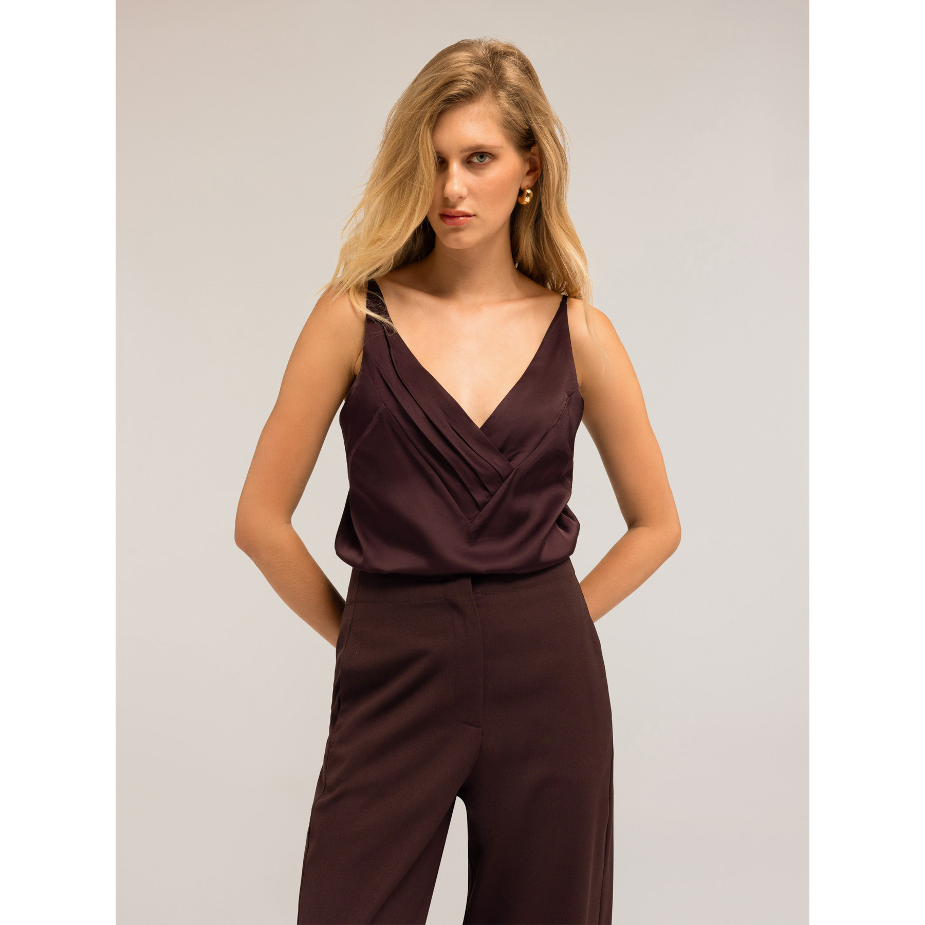 Motivi - Top con bordo morbido a pieghe - Marrone