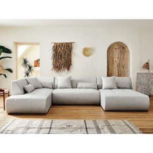 Onyx - canapé modulable panoramique d'angle gauche 7 places - en tissu - Gris clair