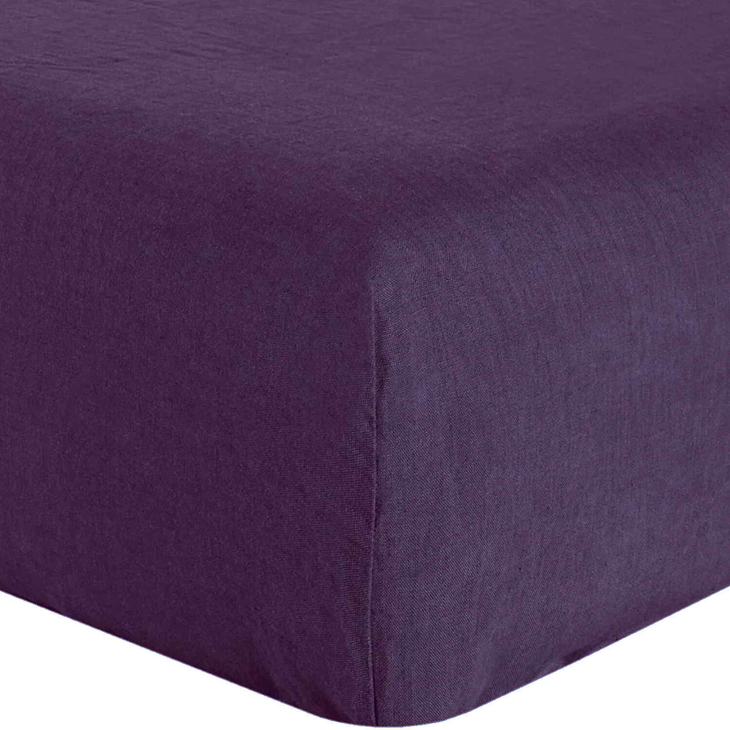 Drap housse bonnet 40 cm 100% lin lavé - prune