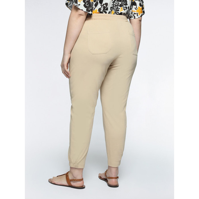 Fiorella Rubino - Pantalón jogger de dos tejidos - Beige