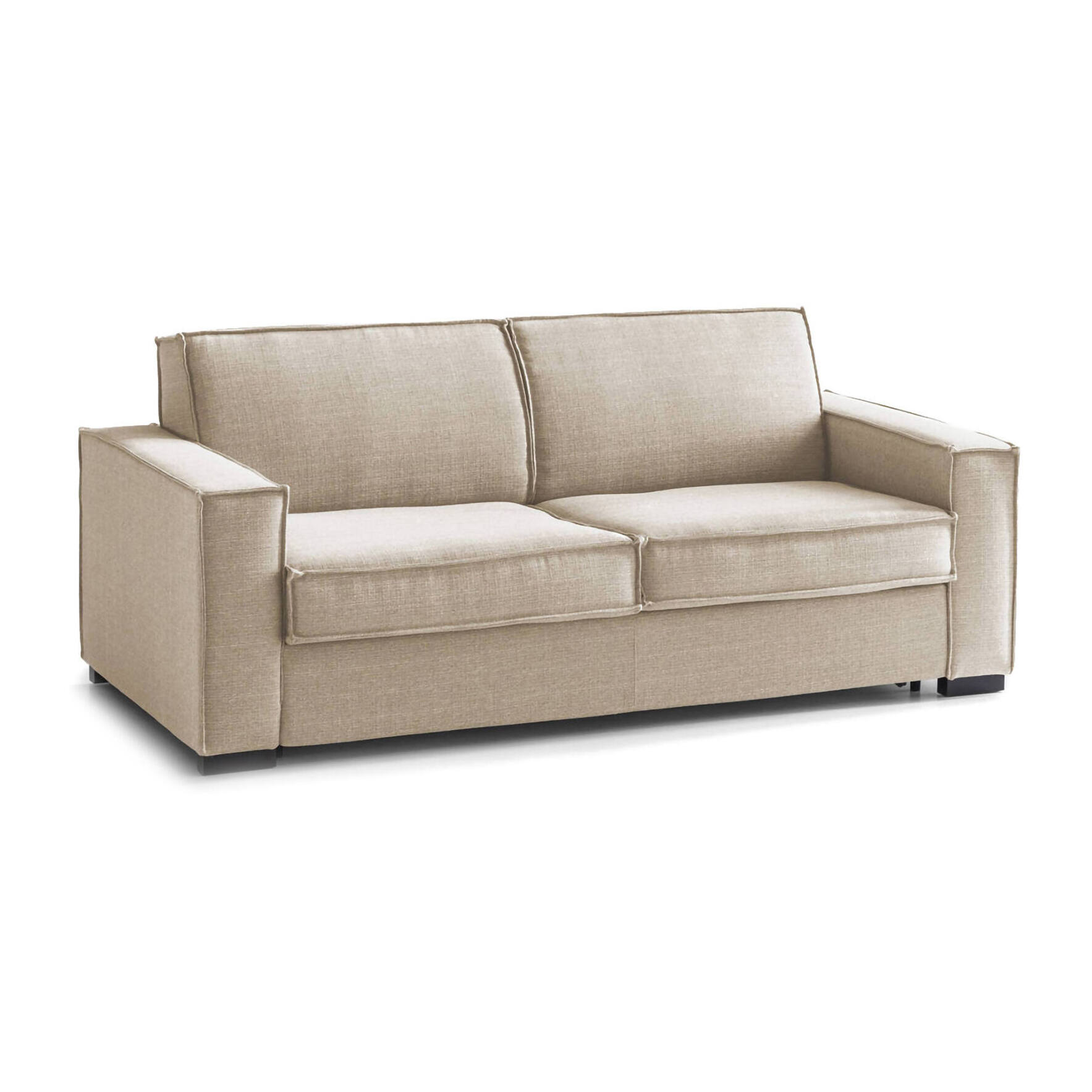 Divano Letto Addolorata, Divano a 3 posti, 100% Made in Italy, Sofà Soggiorno con apertura girevole, in tessuto imbottito, con Braccioli slim, Cm 200x95h90, Beige