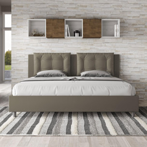 Lit king size sans sommier rembourré 200x210 similicuir cappuccino Annalisa