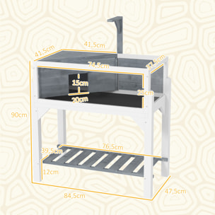 Casa de Tortugas de Madera, Terrario de Reptiles con Estante, Soporte para Lámpara, Paneles Transparentes, Techo Abatible, Bandeja, Caseta para Tortugas Exterior Interior, 90x84,5x47,5 cm, Gris