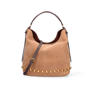 Borsa a spalla da donna Made in Italy - Modello Seraphina Plus - Pelle scamosciata - 31.0 x 31.0 x 15.0 cm