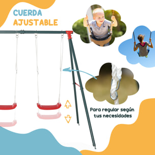 Conjunto para Niños Juego de Balancín para Niños Giratorio 360° y Columpio Doble Infantil con Cuerda Ajustable para Jardín Parque 184x76x71 cm 239x156x180 cm Multicolor