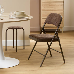 Chaise pliante avec assise renforcée velours Flexy+ marron