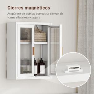 Armario de Baño de Pared, Mueble de Baño Colgante Moderno con Puertas de Acrílico, Estante Ajustable, Cierres Magnéticos, Armario de Almacenamiento para Lavadero, sobre el Inodoro, Blanco