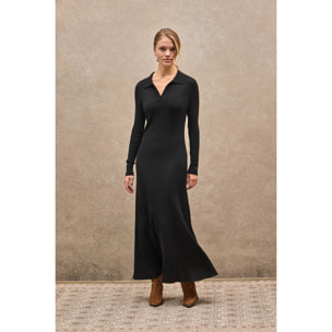 Vestito midi in filo nero con logo Polo Club