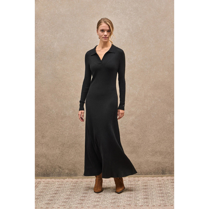 Vestito midi in filo nero con logo Polo Club