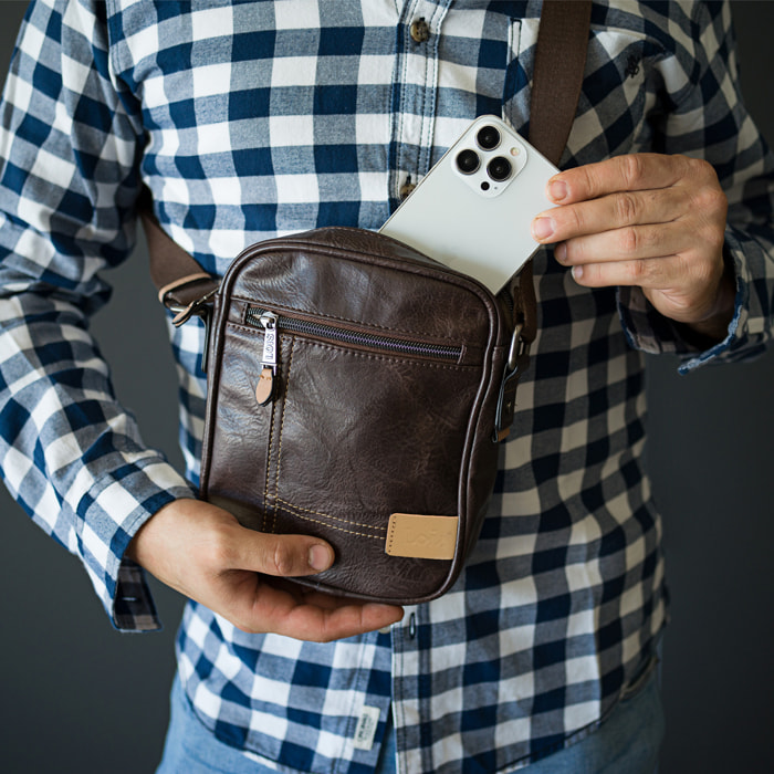 Bandolera Hombre Vegana Lois Warren Marron