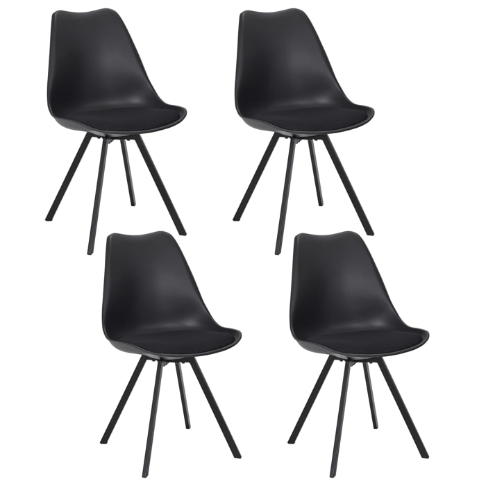 Chaise Avec Coussin Atome Noir - Lot De 4