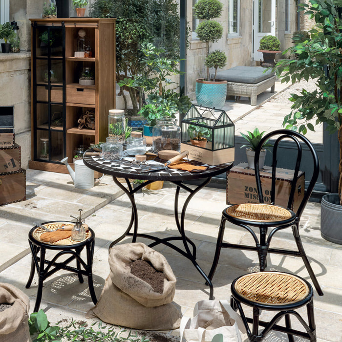 Table à manger ronde "Kipos" mosaïque noir D90cm