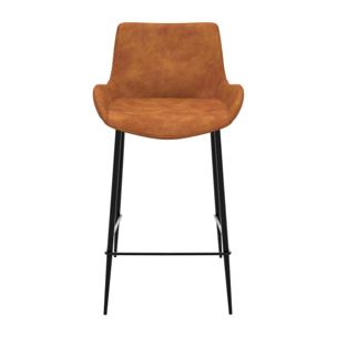 Lot de 2 chaises pour îlot central 65 cm en cuir synthétique camel - Pirata