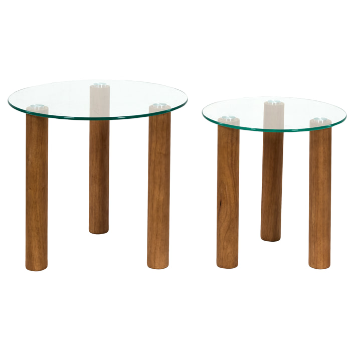 Table Gigogne  Verre Trempe Rond Clara X2